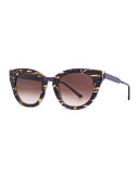 Snobby Cat-Eye Sunglasses, Purple/Brown