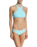 Haute Solid Strappy-Back Swim Top, Lagoon