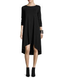 High-Low Long-Sleeve A-line Dress, Plus Size 