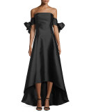 Off-The-Shoulder High-Low Gown, Jet