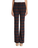 Plaid Flare Trousers, Red/Midnight