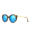Palm Beach Cat-Eye Sunglasses, Tortoise/Blue