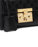 Padlock Gucci Signature Small Shoulder Bag, Black