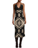 Southwestern Jacquard Cami Gown, Black Pattern