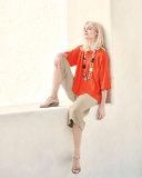 Half-Sleeve Boxy Big Tee, Petite