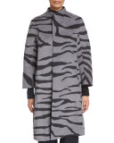 Reversible Zebra-Jacquard Coat, Flannel
