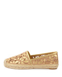 Rhea Metallic Espadrille Flat, Gold/Natural Blush