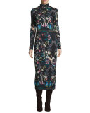 Delora Printed Turtleneck Midi Dress