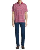 Russell Striped Stretch-Knit Polo Shirt, Red
