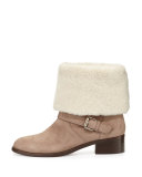 Minka Fur-Cuff Moto Boot, Off White