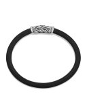 Men's Leather Bracelet with Green Detail
