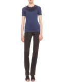 Straight-Leg Side-Zip Pants, Black