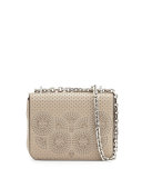 Zoey Mini Laser-Cut Shoulder Bag, French Gray