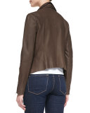 Leather Drape-Front Jacket