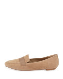 Fab Patent-Strap Suede Loafer, Sand