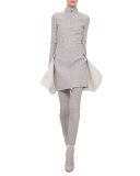 Long-Sleeve Double-Face Apron Dress