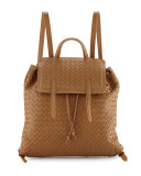 Medium Intrecciato Leather Backpack, Camel