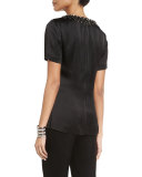Liquid Crepe Beaded Top, Caviar Multi
