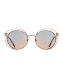 Degrade Leopard-Print Sunglasses, Brown