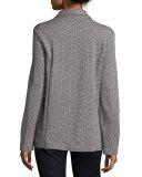 Two-Button Herringbone Blazer, Black/Ivory