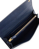 Saffiano Greca Flap Wallet, Blue/White/Red (Baltico+Bianco+Rosso)