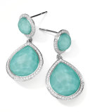 Stella 2-Stone Drop Earrings in Turquoise Doublet with Diamonds 