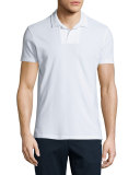 Felix Johnny-Collar Waffle Polo Shirt, White
