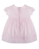 Cap-Sleeve Smocked Poplin Dress, Pink, Size 3-12 Months