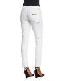 Ripped/Repaired Skinny Jeans, White