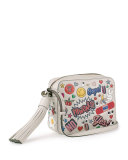 Allover Wink Sticker Crossbody Bag, Multi 