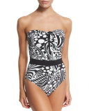 Printed Bandeau One-Piece Swimsuit