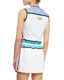 Sleeveless Drawstring-Waist Signature Sport Dress, White