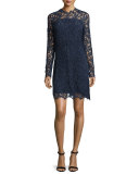 Priscilla Long-Sleeve Lace Cocktail Dress