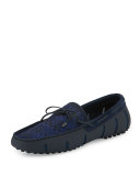 Woven-Top Lace Loafer, Navy
