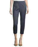 Diamond Jacquard Cropped Pants, Navy/Gray