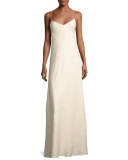 Vera Cloqué V-Neck Gown, Neutral