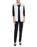3/4-Sleeve Lux Stretch-Cotton Ponte Top