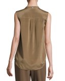 Crystal-Trim Sleeveless Blouse, Taupe