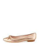 emma leather bow ballerina flat, rose gold