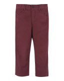Twill Straight-Leg Pants, Red, Size 2-7