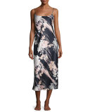 Layla Long Satin Nightgown, Black