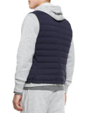 Nylon Quilted Zip-Up Spa Vest, Navy