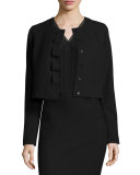 Geneva Cropped Stretch-Knit Jacket, Black