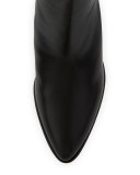 Justso Leather Chunky-Heel Bootie, Black
