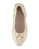 My Joy Leather Ballerina Flat, Argento