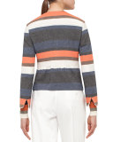 Striped Zip-Front Short Jacket, Orange Pattern