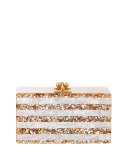Jean Confetti-Striped Box Clutch Bag, Nude/Sand 