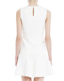 Ellery Fringed Wool Shift Dress, Quartz White
