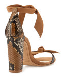 Clarita Suede & Python 90mm Sandal, Beige