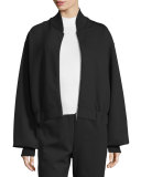 Scotia Zip-Front Bomber Jacket, Black